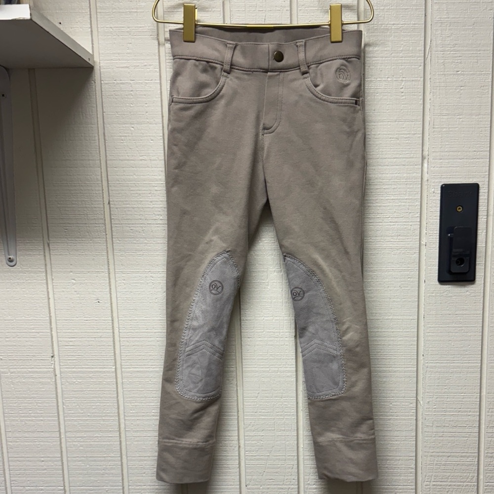 Ovation Riding Pants Girls' Bellissima Suede Knee Patch Breech Breeches 8 beige